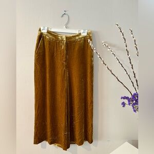 BODEN mustard velvet crop wide leg pants